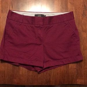 J Crew Chino Shorts in Cranberry
